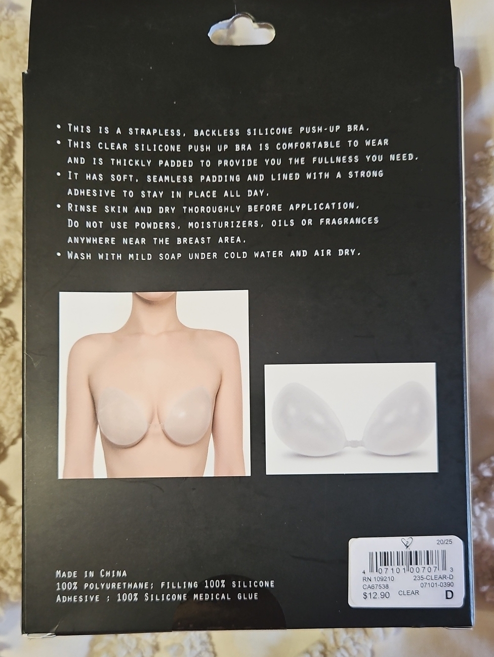 Windsor Clear Silicone Strapless Push-Up Adhesive Bra